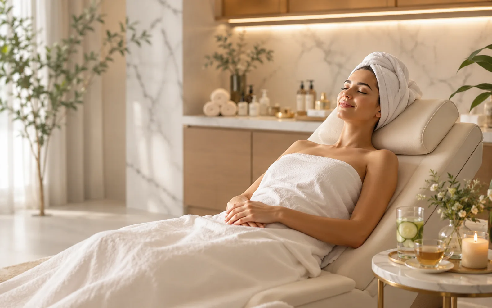 Ruangan spa dan kecantikan dengan suasana tenang